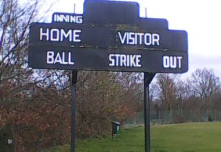 The score board at the John W Mellow Playing Field